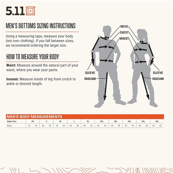 5.11 Work Gear Men's Work Pants 100% Cotton, Black, 38W x 34L, Style 74251 - Picture 5 of 6